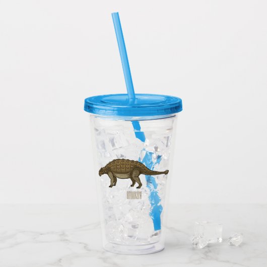 Ankylosaurus cartoon illustratie acryl drinkbeker (Voorkant ijs)