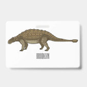 Ankylosaurus cartoon illustratie badge (Achterkant)