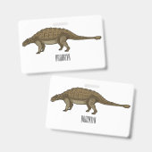 Ankylosaurus cartoon illustratie badge (Voor- en achterkant)