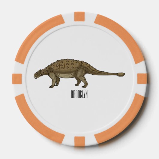 Ankylosaurus cartoon illustratie poker chips (Voorkant)