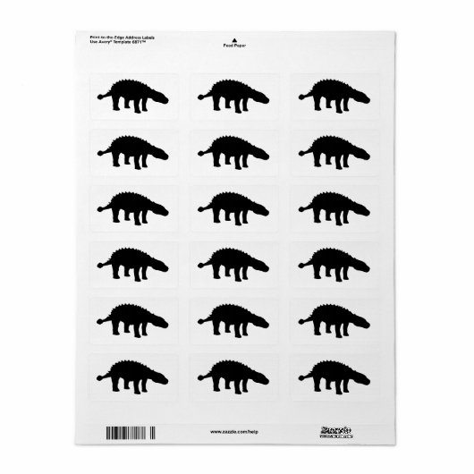 Ankylosaurus Dino Dinosaur Silhouette Etiket (Full Sheet)