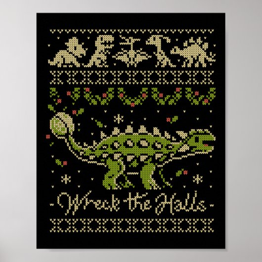 Ankylosaurus Dinosaur Christmas Sweater  Poster (Voorkant)