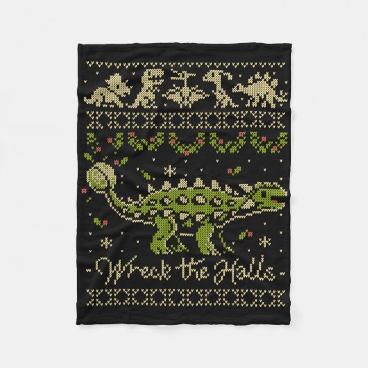 Ankylosaurus Dinosaur Kersttrui Fleece Deken (Voorkant)