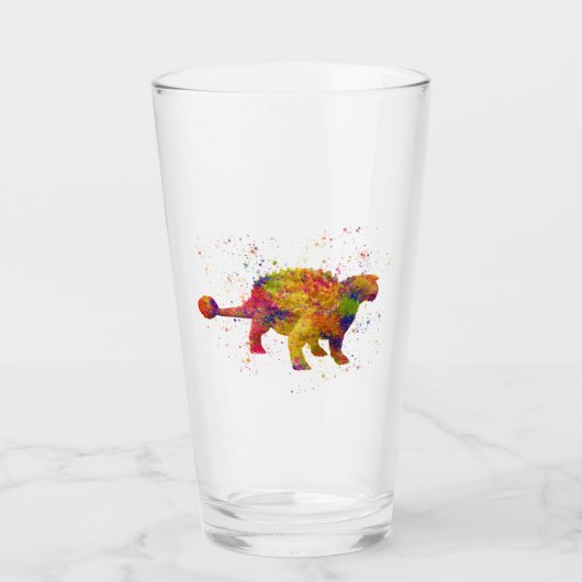 Ankylosaurus dinosaurus silhouet in aquarel glas (Voorkant)