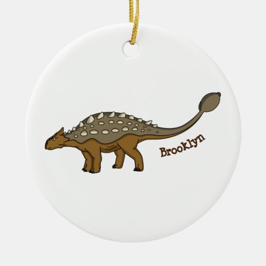 Ankylosaurus gepantserde dinosaurus illustratie keramisch ornament (Voorkant)