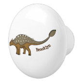 Ankylosaurus gepantserde dinosaurus illustratie keramische knop (Rechts)
