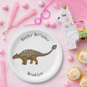 Ankylosaurus gepantserde dinosaurus illustratie papieren bordje (Feest)