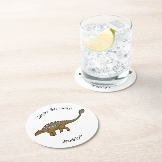 Ankylosaurus gepantserde dinosaurus illustratie ronde kartonnen onderzetter (Insitu)