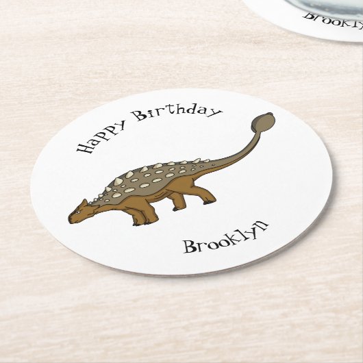 Ankylosaurus gepantserde dinosaurus illustratie ronde kartonnen onderzetter (Gebogen)