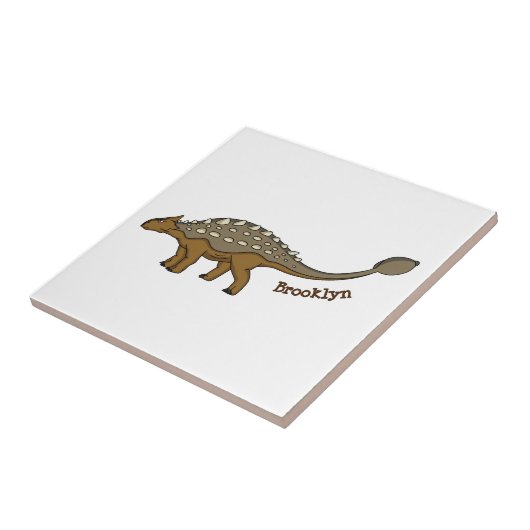 Ankylosaurus gepantserde dinosaurus illustratie tegeltje (Zijkant)