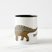 Ankylosaurus gepantserde dinosaurus illustratie tweekleurige koffiemok (Center)