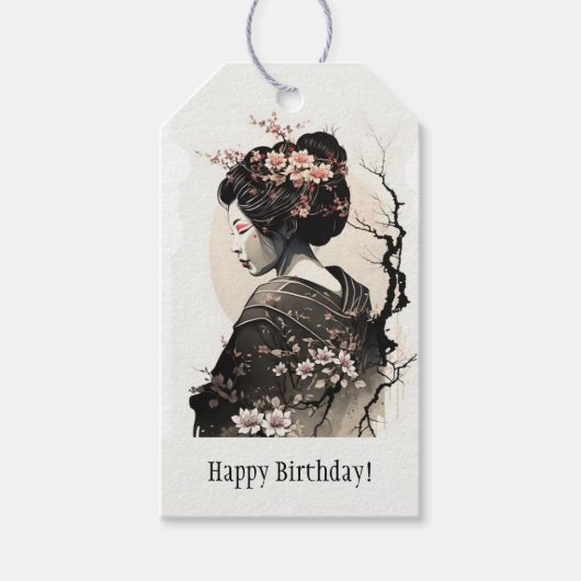 Anmutige japanische Geisha -  Cadeaulabel (Voorkant)