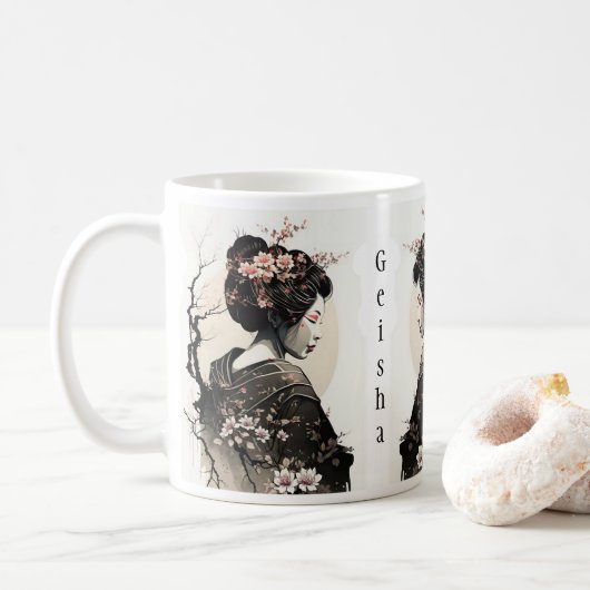 Anmutige japanische Geisha - Koffiemok (Met donut)