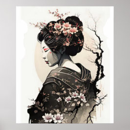 Anmutige japanische Geisha - Poster