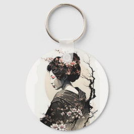 Anmutige japanische Geisha -  Sleutelhanger
