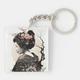 Anmutige, japanische Geisha -  Sleutelhanger
