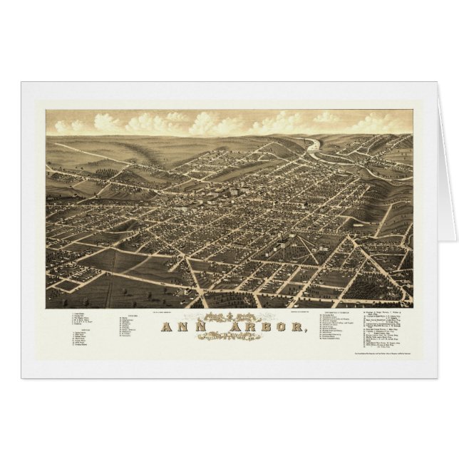 Ann Arbor, MI Panorama Map - 1880 (Voorkant Horizontaal)