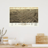 Ann Arbor, MI Panorama Map - 1880 Poster (Keuken)