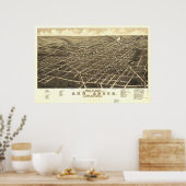 Ann Arbor Michigan 1880 Antiek Panorama Poster (Keuken)