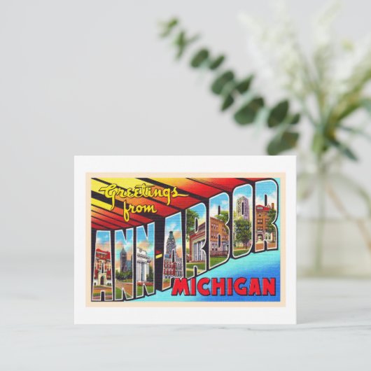 Ann Arbor Michigan  Briefkaart met grote letters (Staand voorkant)
