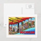 Ann Arbor Michigan  Briefkaart met grote letters (Voorkant / Achterkant)