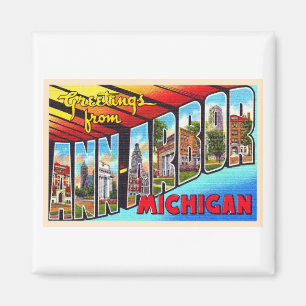 Ann Arbor Michigan  Briefkaart met grote letters Magneet