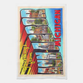 Ann Arbor Michigan  Briefkaart met grote letters Theedoek (Verticaal)