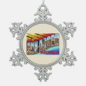 Ann Arbor Michigan Briefkaart met grote letters Tin Sneeuwvlok Ornament (Voorkant)