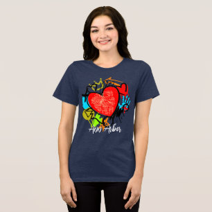 Ann Arbor Michigan Graffiti Plattegrond Blauwe Maï Tri-Blend Shirt