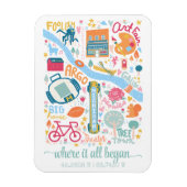 Ann Arbor Michigan Kaart Aangepaste Coördinaten Magneet (Verticaal)