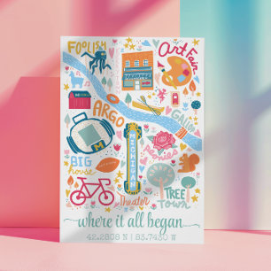 Ann Arbor Michigan Kaart Aangepaste Coördinaten Perfect Poster