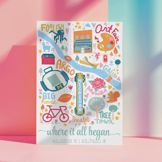 Ann Arbor Michigan Kaart Aangepaste Coördinaten Perfect Poster