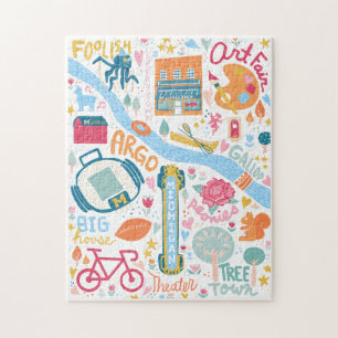 Ann Arbor Michigan Kaart Favoriete Dingen Puzzel