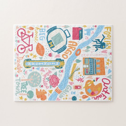 Ann Arbor Michigan Kaart Favoriete Dingen Puzzel Legpuzzel (Horizontaal)