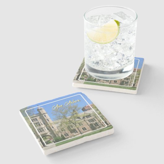 Ann Arbor Michigan Kleurrijke Quad gebladerte Stenen Onderzetter (Zijkant)