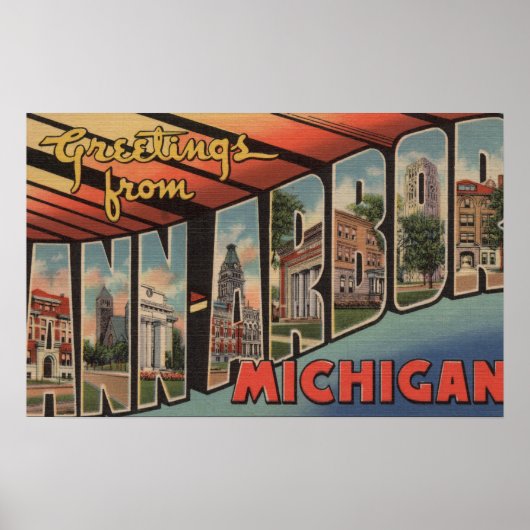 Ann Arbor, Michigan - Large Letter Scenes Poster (Voorkant)
