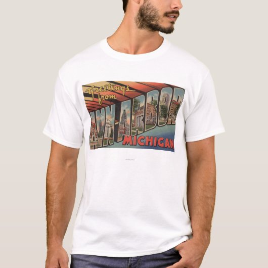 Ann Arbor, Michigan - Large Letter Scenes T-shirt (Voorkant)
