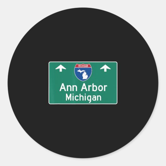 Ann Arbor Michigan Mi Interstate Highway Vacation Ronde Sticker (Voorkant)