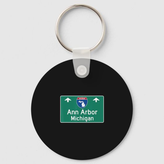 Ann Arbor Michigan Mi Interstate Highway Vacation Sleutelhanger (Voorkant)