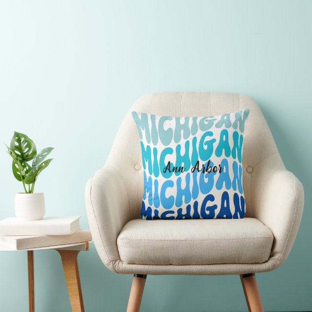 Ann Arbor, Michigan Pillow die blauw herstelt Kussen (Stoel)