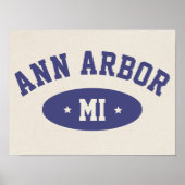 Ann Arbor, Michigan Retro College Typography Print (Voorkant)