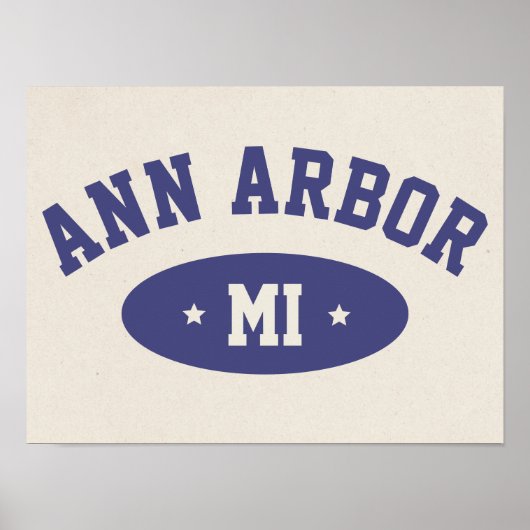Ann Arbor, Michigan Retro College Typography Print (Voorkant)