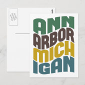 Ann Arbor Michigan Retro Wave Briefkaart (Voorkant / Achterkant)