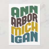 Ann Arbor Michigan Retro Wave Briefkaart (Voorkant)