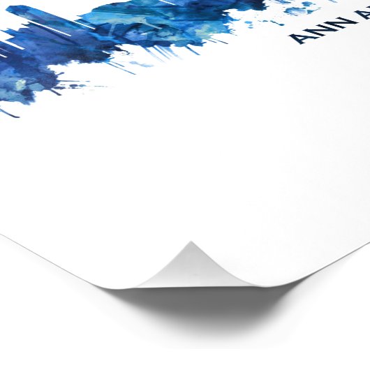 Ann Arbor Michigan Skyline Blue Foto Afdruk (Hoek)