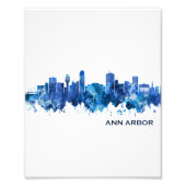 Ann Arbor Michigan Skyline Blue Foto Afdruk (Voorkant)