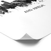 Ann Arbor Michigan Skyline BW Poster (Hoek)