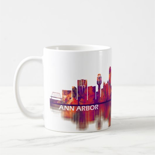 Ann Arbor Michigan Skyline Koffiemok (Links)