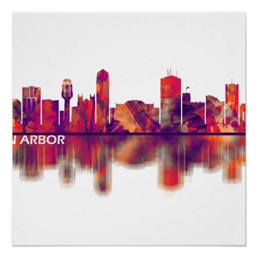 Ann Arbor Michigan Skyline Perfect Poster (Voorkant)