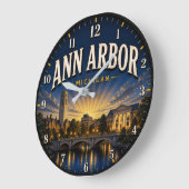 Ann Arbor Michigan Sunset Premium Skyline Grote Klok (Hoek)